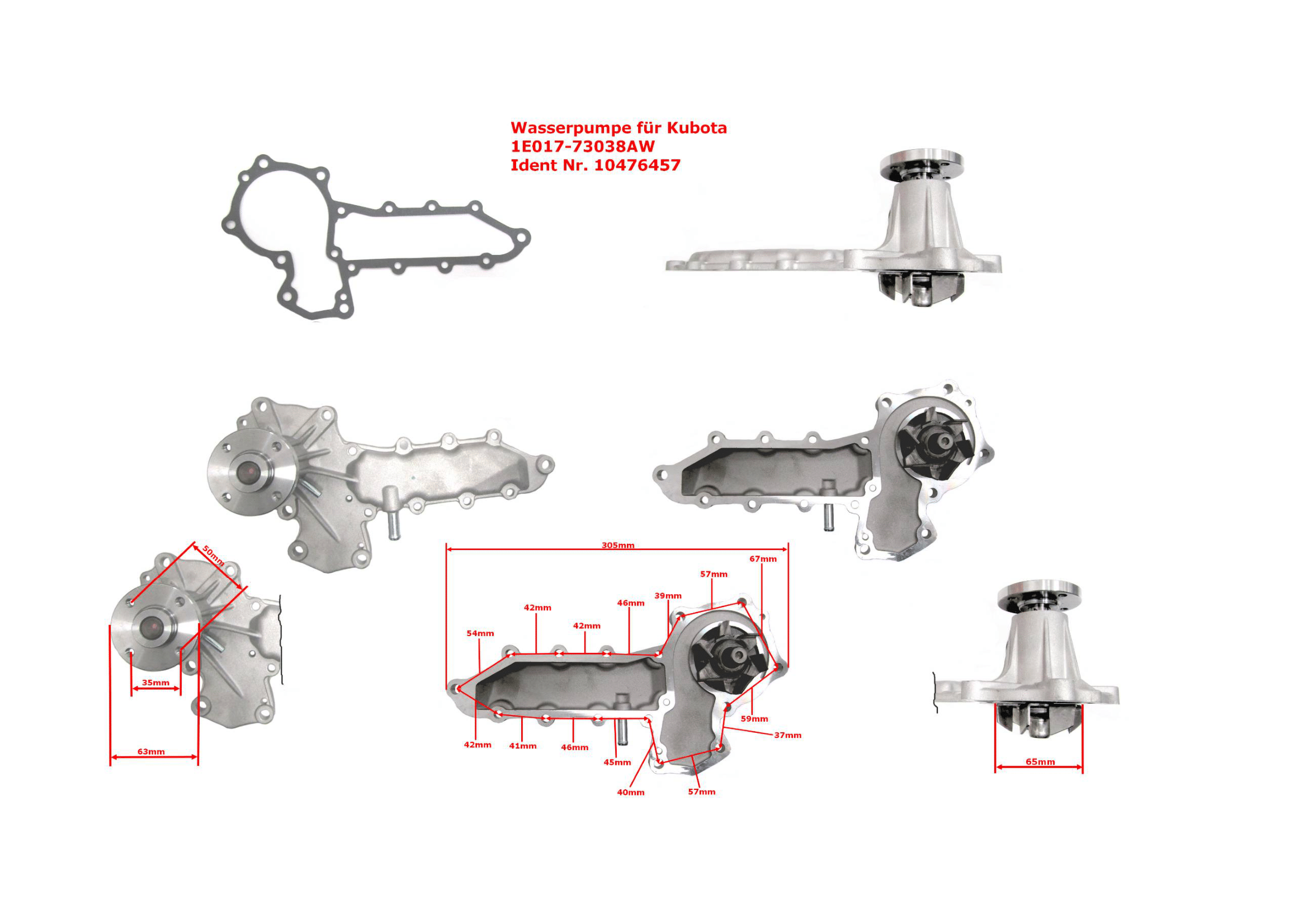 Wasserpumpe für Kubota V2003T / V2003-T